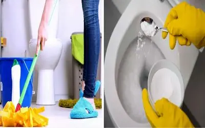 سرویس بهداشتی برق بنداز با این موادی که تو خونه داری/ تمیزی سرویس با سرکه و جوش شیرین