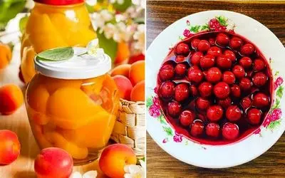 طرز تهیه کمپوت هلو و کمپوت آلبالو به ساده ترین روش / کمپوت فوری با ماندگاری بالا