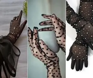 دستکش های مشکی شیک و پیک مناسب برای پوشیدن با لباس مجلسی، حضور در مراسم ختم و محرم