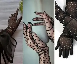 دستکش های مشکی شیک و پیک مناسب برای پوشیدن با لباس مجلسی، حضور در مراسم ختم و محرم
