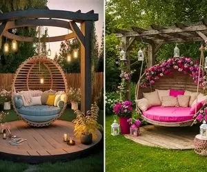 مدل تاب برای حیاط ویلا و باغ؛ اینا فقط تاب نیستن انگار تخت گذاشتی کنج حیاط انقد دنج