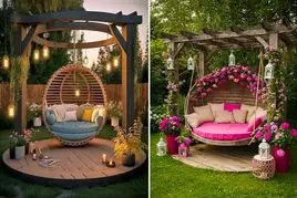 مدل تاب برای حیاط ویلا و باغ؛ اینا فقط تاب نیستن انگار تخت گذاشتی کنج حیاط انقد دنج