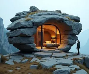 معماری خلاقانه؛ مردی در دل صخره‌ای بزرگ و عجیب، پناهگاهی امن و راحت ساخت