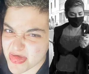 شکلک های عجیب ریحانه پارسا در آغوش دوست پسرش! 