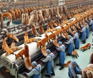 فرآوری روباه؛ روباه گوگولی رو جمع میکنه با قداره پوستشو جدا میکنه میشه پالتو 