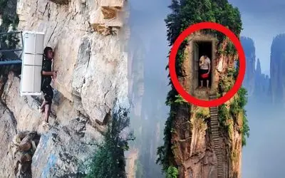 مسیر های صعب العبور؛ چینیا روی صخره خونه ساختن واسه رفتن بهش باید دوره سنگنوردی ببینی