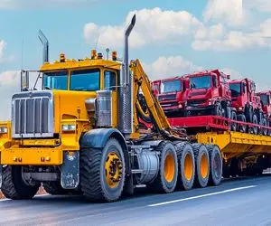 جابه‌جایی های جانکاه؛ کامیون 600 تنی ساختن 2 تا هیجده چرخ به سختی حملش میکنن