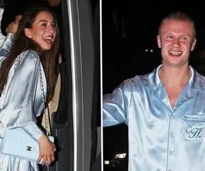 (عکس) هالند و نامزدش با لباس خواب در پارتی شبانه منچسترسیتی