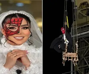 عروسی اسپایدرمن در ایران / پرش مرد عنکبوتی از ارتفاع 120 متری برای عروسش!