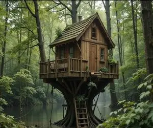 معماری خلاقانه؛ خانه درختی با آشپزخانه لوکس میلیاردی با فناوری باستانی می‌سازد