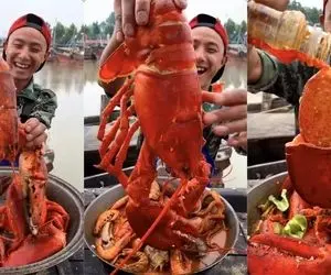 غذای چینی ؛ واقعا متوجه نمیشم این مردک چینی چجوری تا ته جون این جانورو میخوره! عجبا