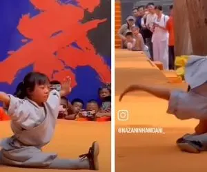 ساخت چین؛ دختره اعجوبه تو سی ثانیه 108 تا پشتک زد حرکت عقربو رفت استخوناش پاستیلن