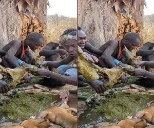  جنگجویان طبیعت؛ بربرهای برهنه روده میمون و با نیزه کشیدن بیرون استخوناش هم بلعیدن