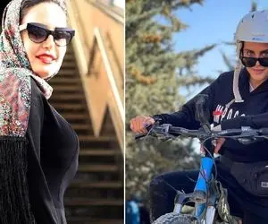 وقتی "الناز شاکردوست" واسه تفریح رفته بالای اَبرا؛ تیپ دوچرخه سواریِ خانوم تو مشهد