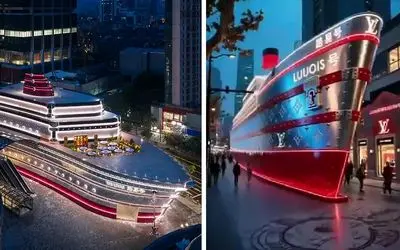 شاهکار جدید لویی‌ویتون؛ فروشگاه شبیه کشتی که در دل خیابان لنگر انداخته / 3 ماه ساخت!