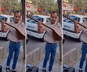 آواز خیابانی؛ ببینید عاشیق خیابانی چه دلنواز تو زنجان آهنگ ترکی میزنه