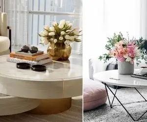 تزیین میز جلو مبلی سلطنتی و چوبی / خونه هر شکلی باشه گردن خانومه پس اینجوری سلیقه کن