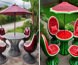 چیدمان حیاط خلوت با مبلمان میوه‌ای/ پاسیو خود را جسورانه و پر جنب و جوش دیزاین کنید