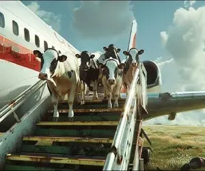 جابه جایی جانکاه؛ گاوهای عضله ای پولدار شدن با هواپیما میرن واسه مسابقه پرورش اندام