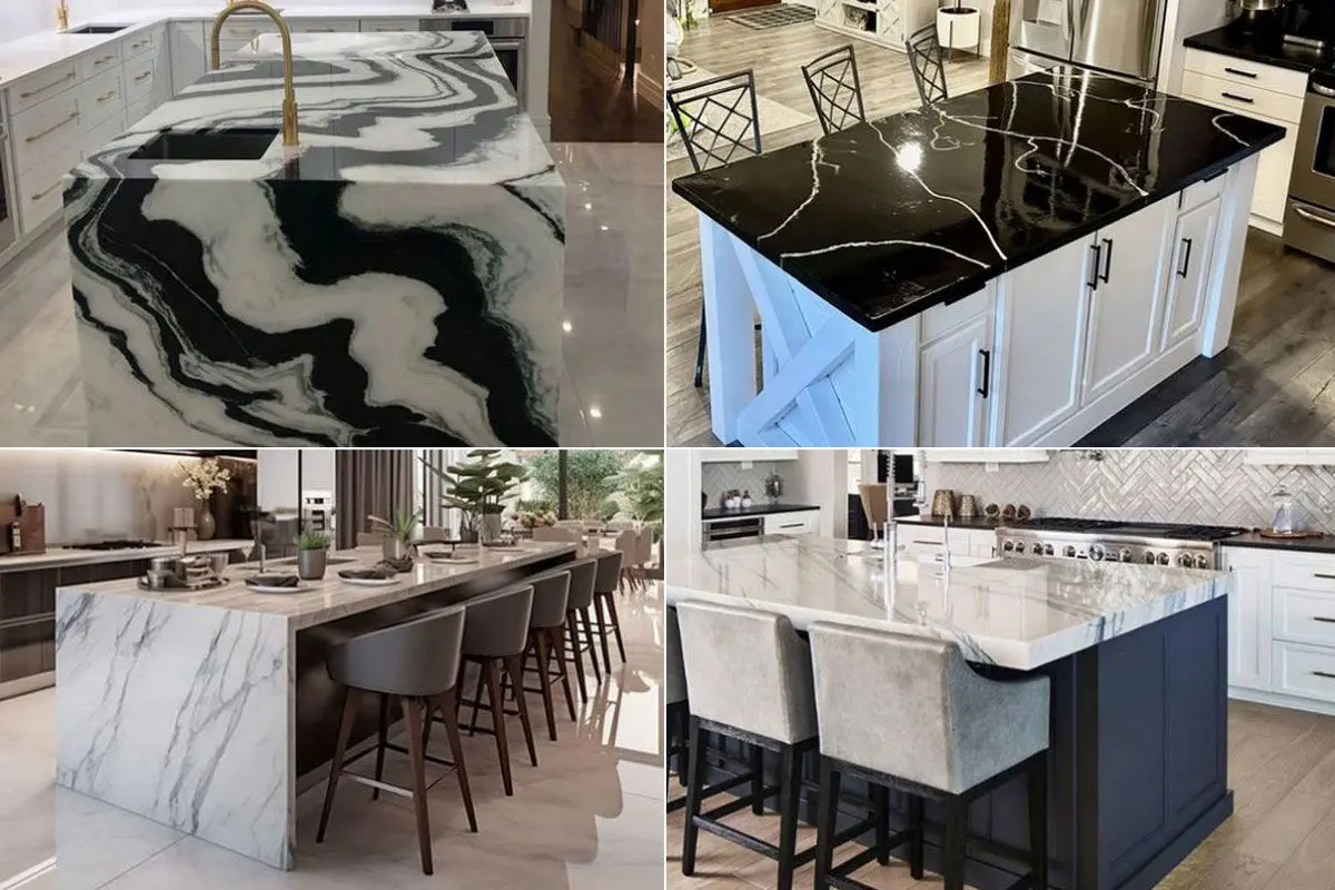 جزیره آشپزخانه با سطح سنگی لوکس