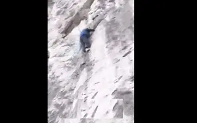 انسان شگفت انگیز؛ ببینید این پیرمرد ریش سفید چطور بدون کمکی مثل پلنگ از کوه بالا میره