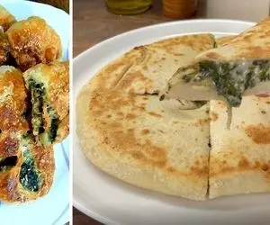 طرز تهیه نان با مغز اسفناج و پنیر بدون فر / مزه عالی این نون رو امتحان نکنی باختی