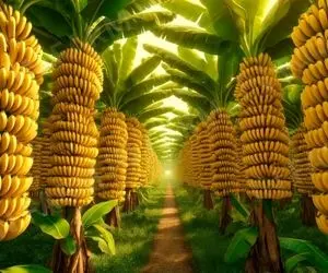 کشاورزی نوین؛ مزرعه موز که هر خوشش 1000 تا موز داده واسه آبیاریش هواپیما آوردن