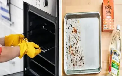 معجزه سرکه و جوش شیرین برای برق انداختن سینی فر/  دیگه لازم نیست بشوری و بسابی