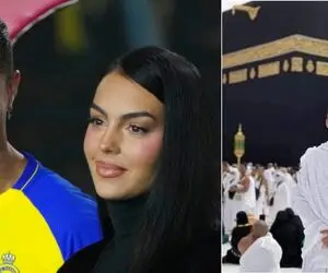 (عکس) کریس رونالدو با لباس احرام کنار کعبه!