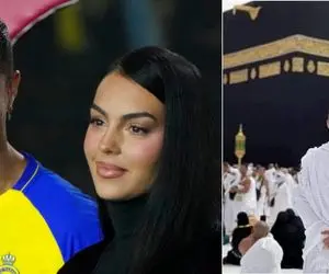 (عکس) کریس رونالدو با لباس احرام کنار کعبه!