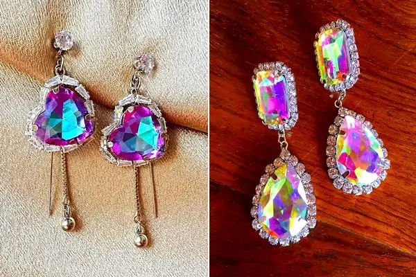 گوشواره های کریستالی هفت رنگ جدید؛ با اینا نیاز به هیچ جواهری نداری برقشون میگیرتت
