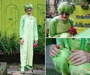  پیرزن گیس رنگی جهان که به بانوی سبز معروفه؛ مگه داریم گوگول تر از این!