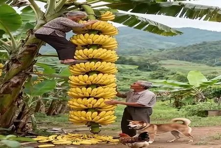کشاورزی نوین؛ پیرمرد میخواد بیمه عمر زنشو بخوره فرستادش بالا درخت موز چیدنی پخ پخ شه
