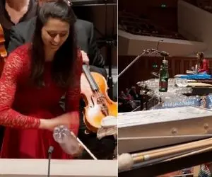 مطربی شورانگیز؛ خانمه با دو تا بطری جوری نواخت که ارکستر با اون همه ساز جلوش کم آورد