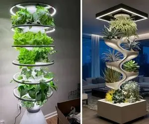 ایده های مدرن شده از جایگاه گیاهان آپارتمانی / دکوراسیونی شیک، با ست سازی گل و دکور