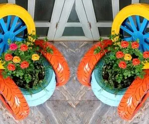 ایده های خلاقانه؛ با چنتا لاستیک میشه راحت باغچه و تراس رو خوشگل کرد دست کم نگیریدش