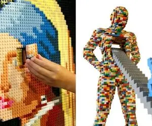 جیغ معروف و سینه‌ای فراخ شده با لگو؛ اسباب بازی محبوبی که با مکعب مونالیزا ساخت!
