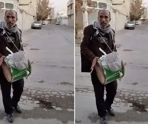 آواز خیابانی؛ ببینید پیرمرد دوره گرد غروب جمعه برای شاد کردن مردم چه تنبکی میزنه!