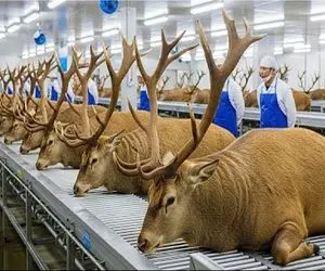 فرآوری گوزن؛ چشم بادومی ها میلیون ها گوزن قربونی میکنن برای سود شاخ و گوشت