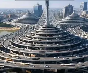 معماری خلاقانه؛ پل بستنی قیفی ساختن ماشینا همینجوری دور خودشون فر میخورن تا برسن مقصد