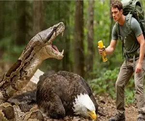 حیات وحش مصنوعی؛ شاخه شونه کشیدن پیتون غول برای ناجی عقاب اسیر