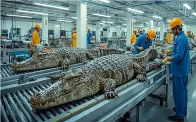 فرآوری تمساح؛ پوست تمساح از بیخ و بن می‌کنن تا بازار پوشاک و غذا رو بگیرن دستشون