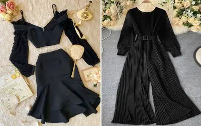 لباس مجلسی مشکی و فوق العاده شیک؛ هم مدلای پوشیده و هم مدل های سانتال مانتال و دامنی