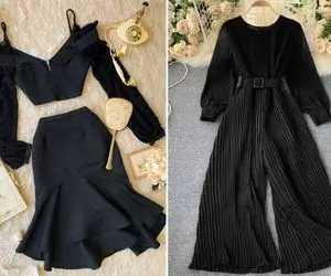 لباس مجلسی مشکی و فوق العاده شیک؛ هم مدلای پوشیده و هم مدل های سانتال مانتال و دامنی