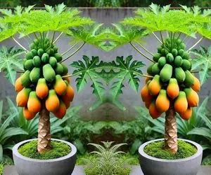 کشاورزی نوین؛ پاپایا و سیب رو با هم پیوند زدن یه درخت شده که هم پاپایا آویزونش هم سیب