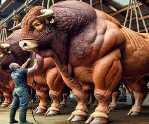 گاو باورنکردنی؛ شاخ گاو نر هرکول و با سنگ فرز برید قداره ساخت گوشتشو استیک کرد