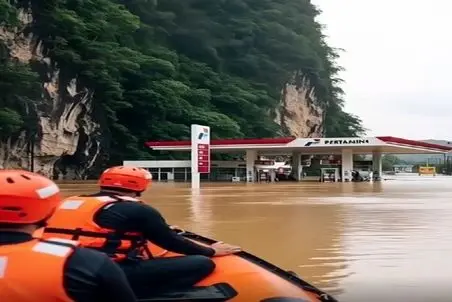 معماری طبیعت؛ شهر غرق سیل تو این هاگیر واگیر کوه ریزش کرد رو پمپ بنزین فاجعه شد