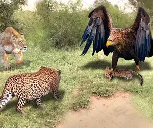 نارام زیان؛ عقاب قسی هجوم برد سمت شکار پلنگ دد پاشو گذاشت رو خرخره اش خفه شه