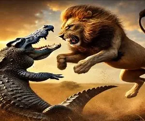 مستند حیات وحش حیوانات؛ نبرد طاقت‌ فرسای شیر و تمساح