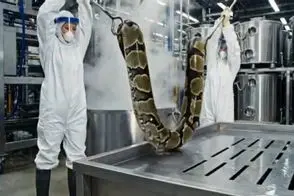 فرآوری مار؛ مار رو انداختن تو آب جوش قل زد پوستش جدا شد کت ساختن با زهرشم دارو